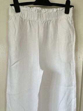 Chico's Wide Leg Ankle Linen Pants Size 1 US 8 White